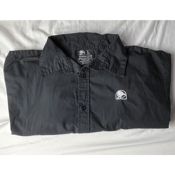 Taco Bell Button Up Shirt Mens Large Black Short Sleeve Employee Logo - Picture 1 of 9